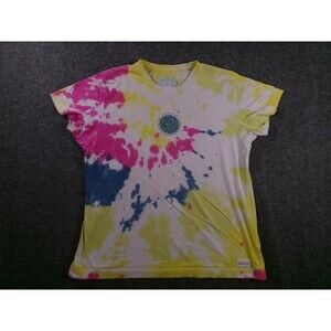Life Is Good Shirt Women Large Yellow Tie Die Causal Summer Fun Beachy Colorful